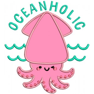 Oceanholic Squid Applique Machine Embroidery Design Digitized Pattern